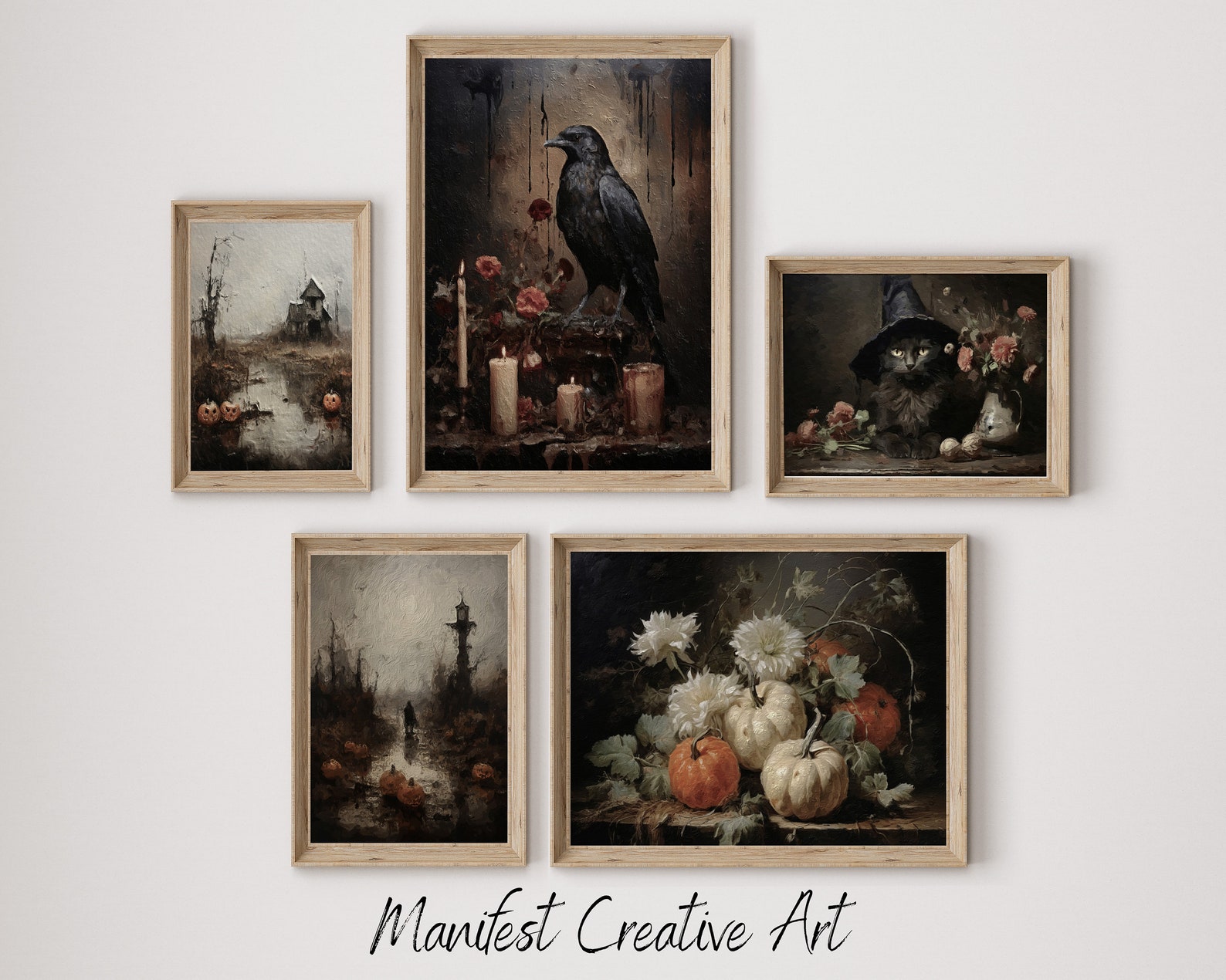 Halloween Gallery Wall Art Set | PRINTABLE Art Gallery Wall, Dark ...