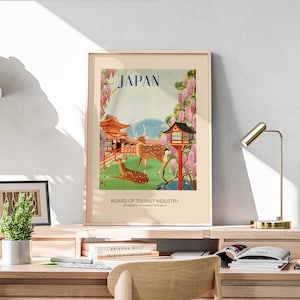 Retro Japanese Travel Poster, Vintage Wall Art, Printable Wall Art, Japanese Wall Art, Retro Wall Art, Colorful Decor | JTP04
