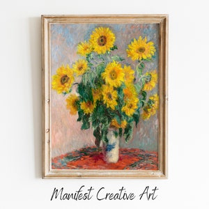 MONET druckbare Kunst | Monet Gemälde Digitaler Download | Claude Monet Wand Kunst Vintage Druck | Strauß Sonnenblumen | M013