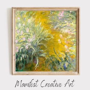 MONET Minimal Quadratischer Kunstdruck | Monet Wandkunst DIGITAL DOWNLOAD | Claude Monet Druck, Der Weg durch die Schwertlilien | MS006