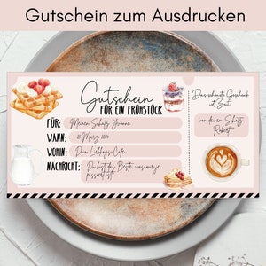 Gutschein | Geschenk-Idee | Digital Download | Karte | Frühstück | Druckbar | Personalisiert Name | Geburtstag | Hochzeit | Freundin Essen