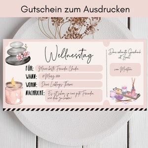 Gutschein | Geschenk-Idee | Digital Download | Karte | Therme Wellness | Druckbar | Personalisiert Name | Geburtstag | Hochzeit | Freundin