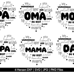 Familien Bundle | Dxf | Svg| Png | Shirt and Mug Design | Download | Personal and Commercial USE | Files | Geschenk | Oma Mama Opa Papa