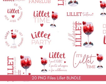 Paquet allemand Lillet PNG | Numérique | Alcool | Cocktails | Mariée JGA | Conception de chemises et de tasses | Télécharger | UTILISATION personnelle et commerciale | Des dossiers