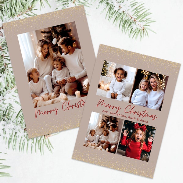 Christmas Photo Card, Template, Printable, Download, Editable, Photo Holiday Card, Merry Christmas, Last-Minute, Instant, Canva, DIY, Kids