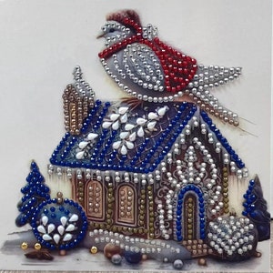 Luxus-Weihnachtskarte, Weihnachtstaube-Grußkarte, Weihnachtskarte, Diamantmalereikarte, festliche Karte, Weihnachtsvogelkarte, Weihnachtsgeschenkkarte
