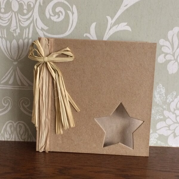 Small blank scrapbook, star design, DIY wedding, guestbook, photo album, journal, baby memories,