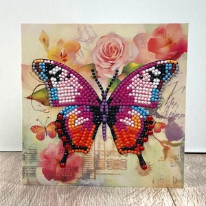 Biglietto farfalla colorata, biglietto pittura diamante, biglietto generico, biglietto d'auguri con arte del diamante, biglietto regalo, biglietto per donna, biglietto d'auguri, mosaico