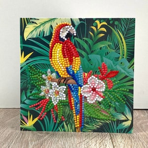 Carte de voeux de perroquet, carte vierge, carte générique, peinture au diamant, carte d'anniversaire, carte-cadeau, carte d'anniversaire, carte de bon rétablissement, carte d'oiseau