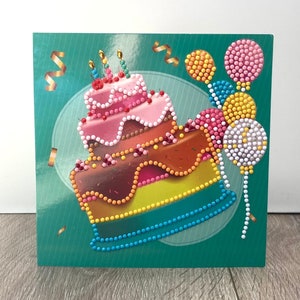 Carte de joyeux anniversaire, carte de peinture au diamant, carte de gâteau d'anniversaire, carte d'art en diamant, carte-cadeau d'anniversaire, carte de voeux d'anniversaire, souhait d'anniversaire