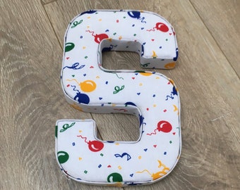 Party balloons fabric nursery letters, personalised door plaque, unisex children's bedroom decor, Christmas, xmas holidays gift, photo prop