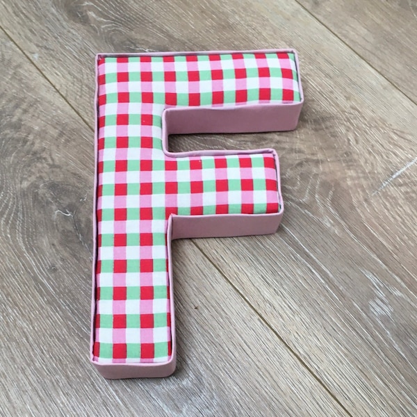 Fabric letters covered in Cath Kidston rosali, red, green, check/gingham. Girls custom, personalised nursery/bedroom decor, keepsake gift