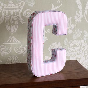 Pink stripe, girls fabric letter bedroom, nursery decor, personalised Christening, new baby, birthday, Easter, Christmas gift, photo prop UK