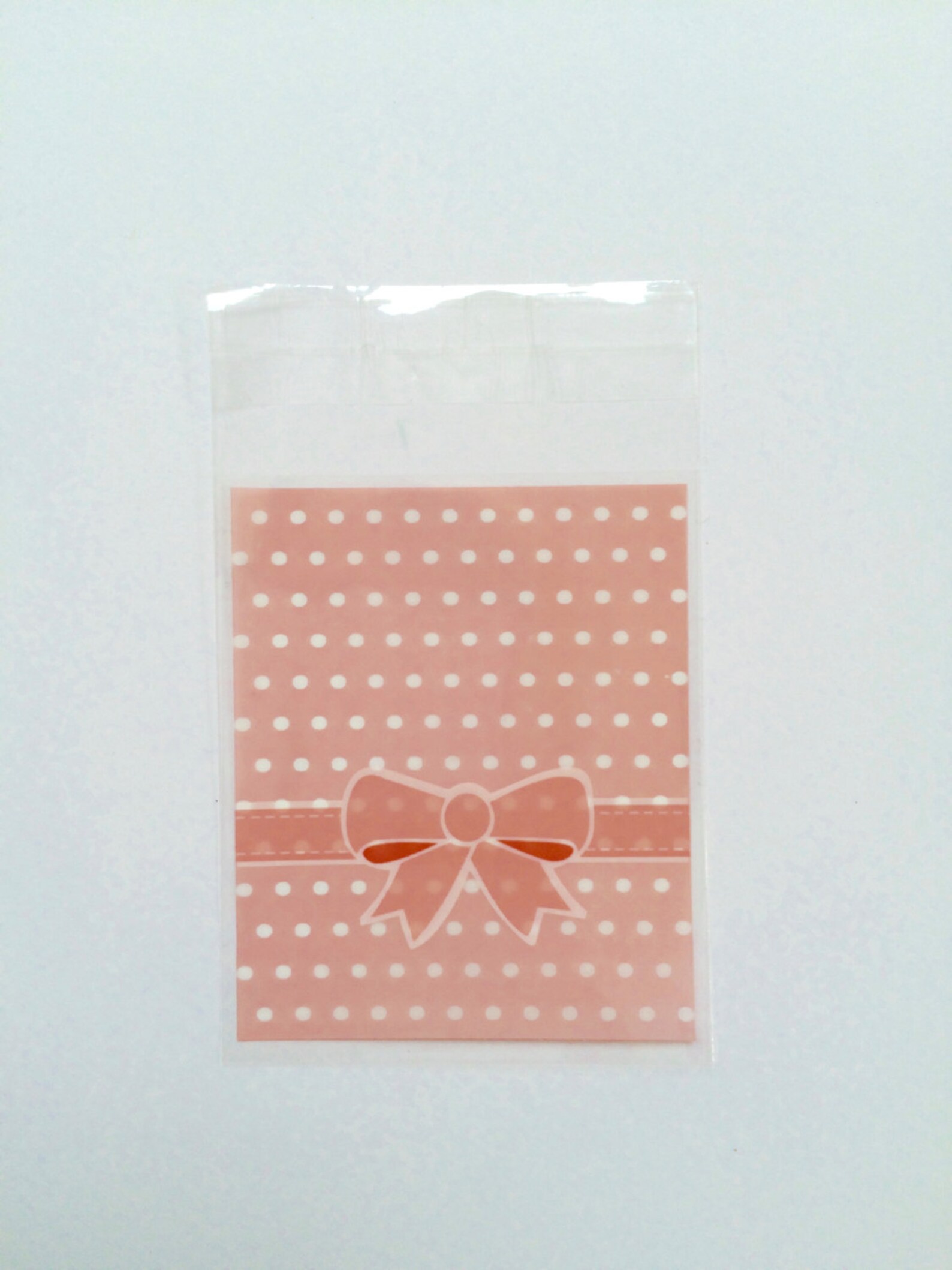 Pink Bow Cellophane Self Adhesive Bags, Ideal Packaging, Wedding Favour