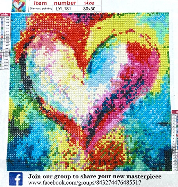 Colourful heart diamond painting, completed diamond painting, diamond art  heart, Valentines gift, anniversary gift, birthday gift, wall art