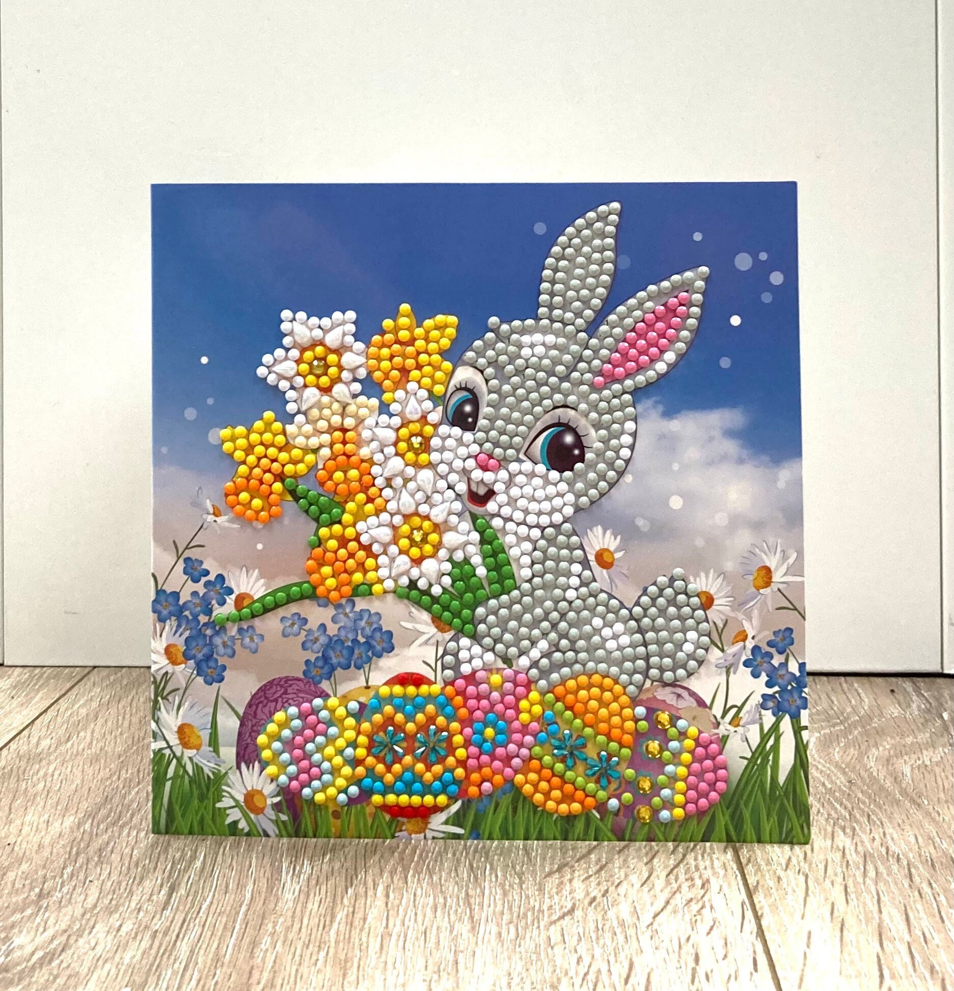 Easter Bunny Greetings Card, Diamond Painting, Diamond Art Card, Easter  Greetings, Colourful Card, Luxury Kids Easter Card, Easter Gift 