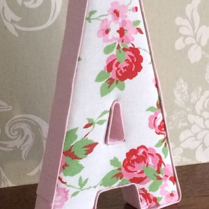 Girls bedroom, nursery fabric letters covered in Cath Kidston rosali floral fabric, wall hanging home decor, new baby, Christening gift