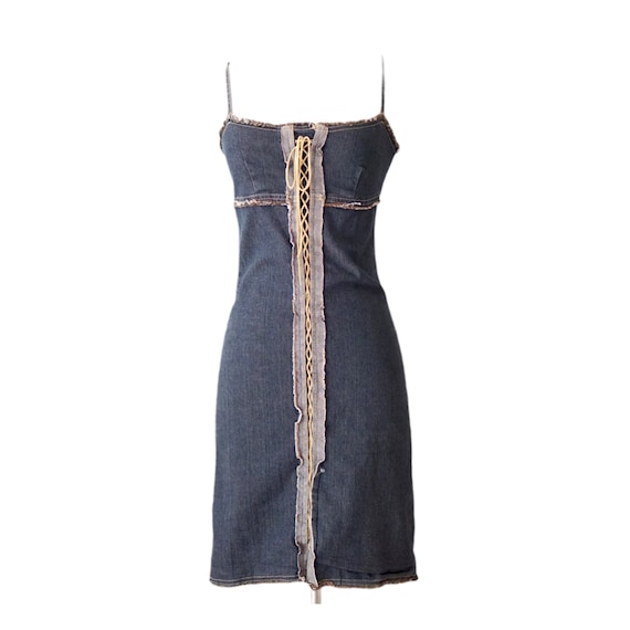 Lace Up Denim Dress