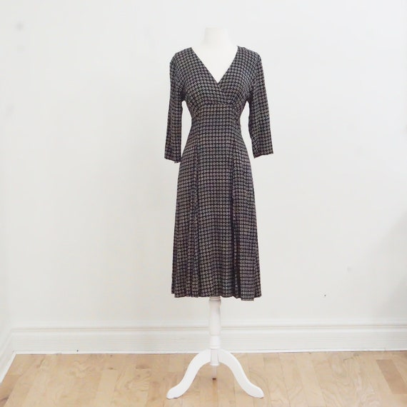 Black Floral Vintage Midi Dress