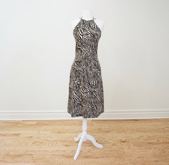 90s Zebra Halter Dress