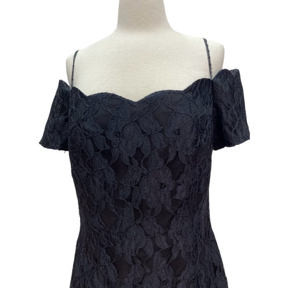 Vintage Black Floral Lace Dress - image 4