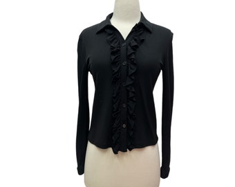 Vintage Black Ruffle Blouse