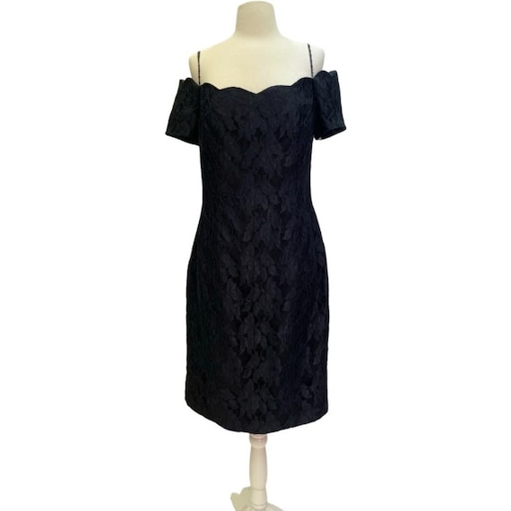 Vintage Black Floral Lace Dress - image 1