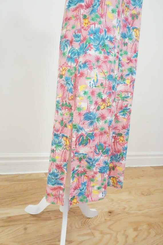 Vintage One Shoulder Palm Tree Tropical Maxi Dress - image 3