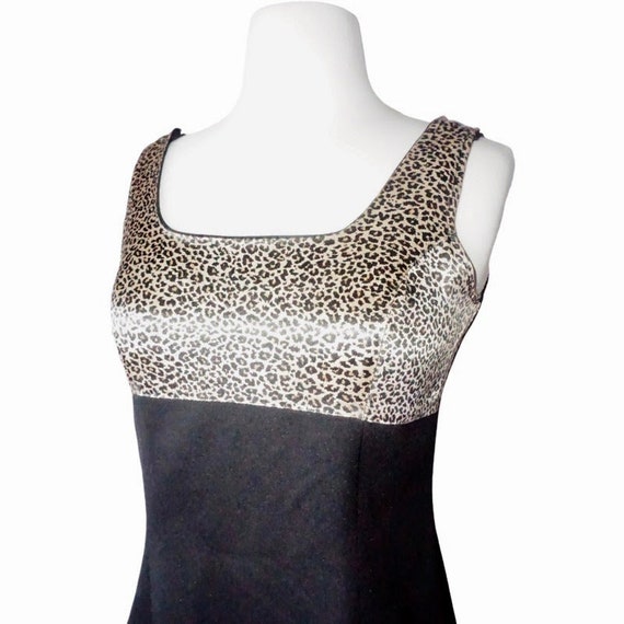 Vintage Black Cheetah Print Mini Dress - image 4