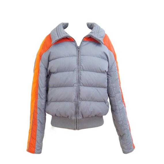 Vintage Grey Striped Puffer Jacket