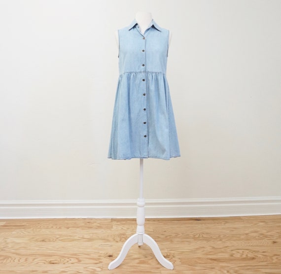 Vintage 90s Denim Button Down Mini Dress