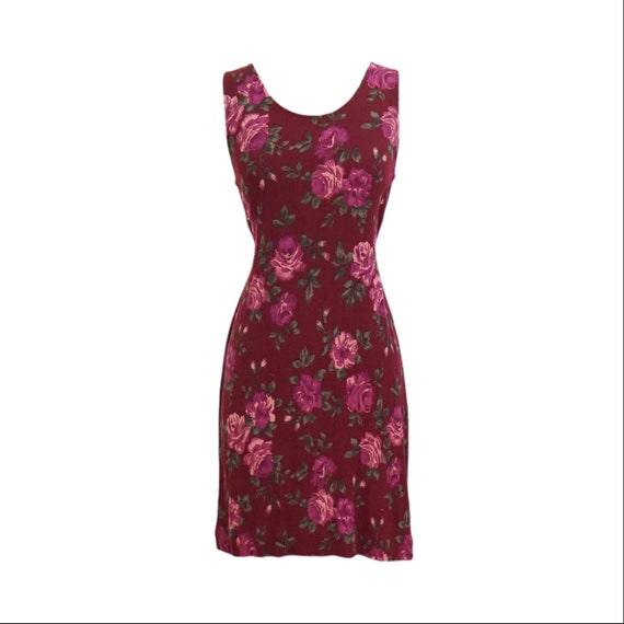 Burgundy Rose 90's Mini Dress