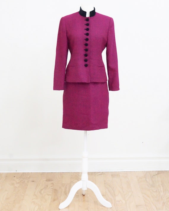 Vintage Fuchsia Tweed Skirt Suit Set