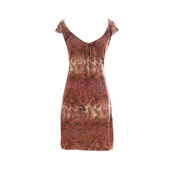 Brown Boho Paisley Mini Dress
