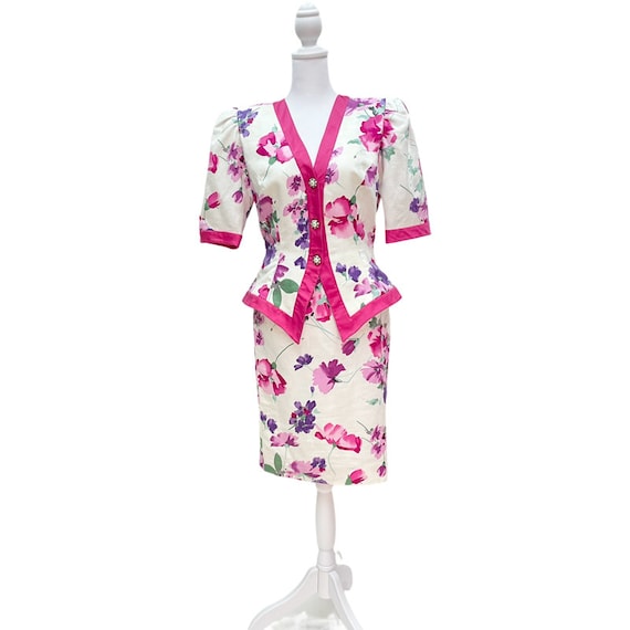 Vintage Pink Floral Blazer Set - image 1