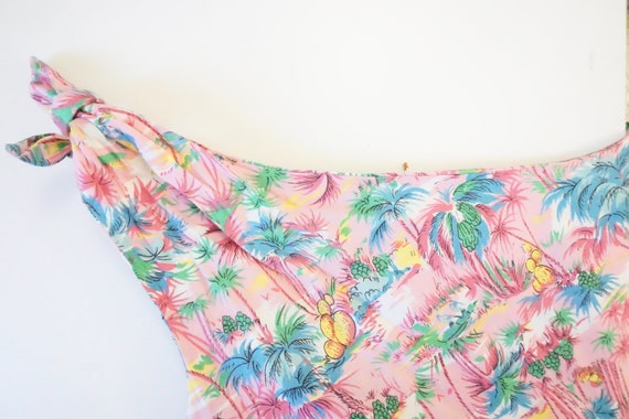 Vintage One Shoulder Palm Tree Tropical Maxi Dress - image 6