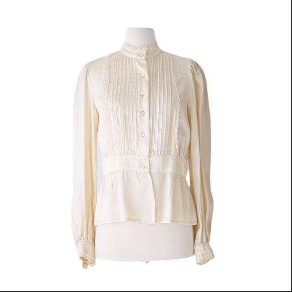 Vintage Cream Jessica Gunnies Satin Pintuck-pleate