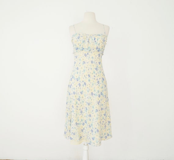 Blue & Yellow Silk Floral Sundress