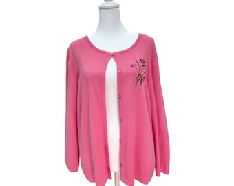 Pink Embroidered Cardigan