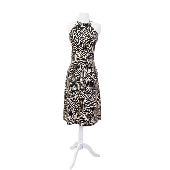 90s Zebra Halter Dress
