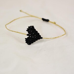 Bracelets de Valentines, bracelet de coeur, Macrame, main, bracelet damour, rouge et noir image 7