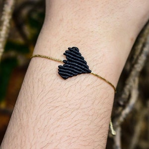 Bracelets de Valentines, bracelet de coeur, Macrame, main, bracelet damour, rouge et noir image 3