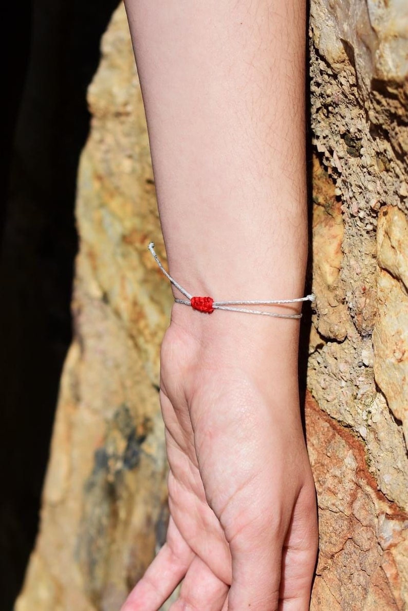 Bracelets de Valentines, bracelet de coeur, Macrame, main, bracelet damour, rouge et noir image 10