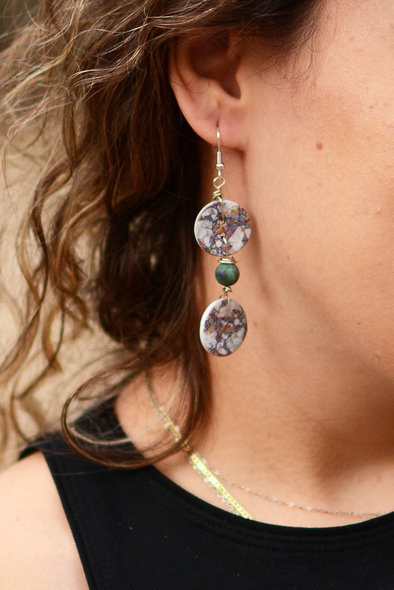 Multicolour Earrings,Buttons Earrings,Agate Stone,Art Earrings,Unique Gift,Greek Art zdjęcie 1