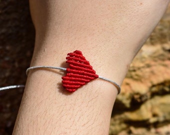 Valentines Bracelets,Heart Bracelet,Macrame,Handmade,Love Bracelet,Red And Black
