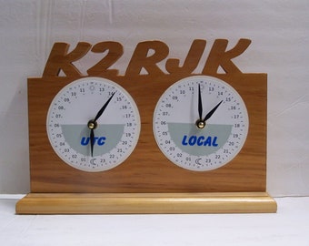 Dual 24 hour desk clock, UTC clock, Sun & Moon Dial