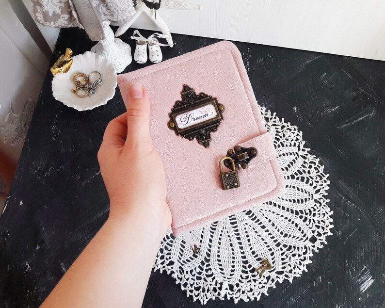 A6 diary for a girl with lock and key Pink journal with lock Etsy