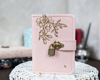 Cute pink journal with lock and key, Diary with lock for girls