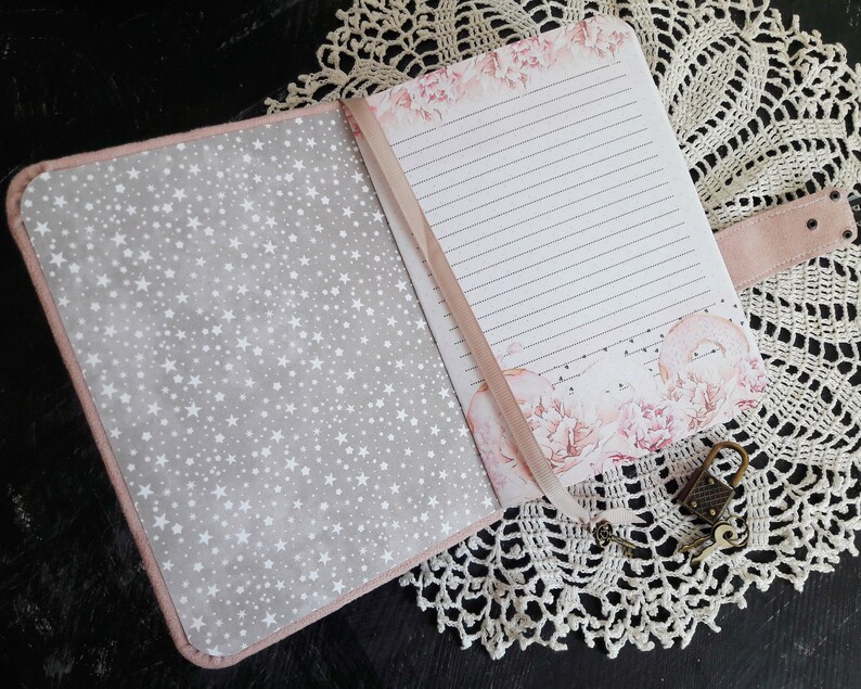 A6 diary for a girl with lock and key Pink journal with lock Etsy