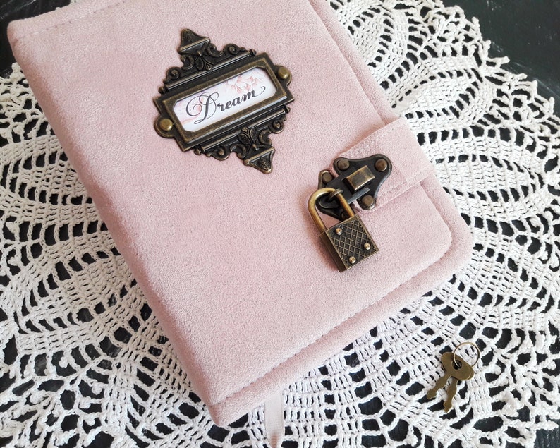 A6 diary for a girl with lock and key Pink journal with lock Etsy
